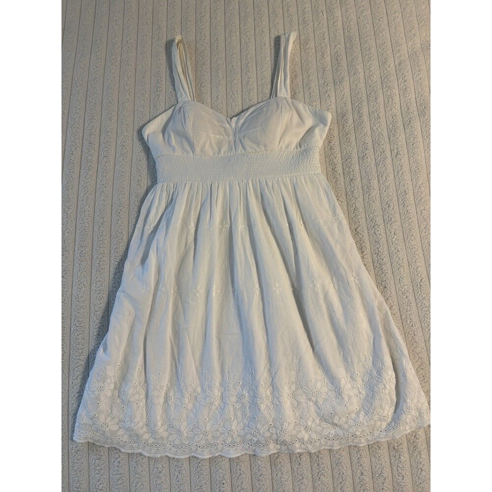 City Triangle Lace Trim Sun Dress Womens 9 White Garden Wedding Beach Engagement